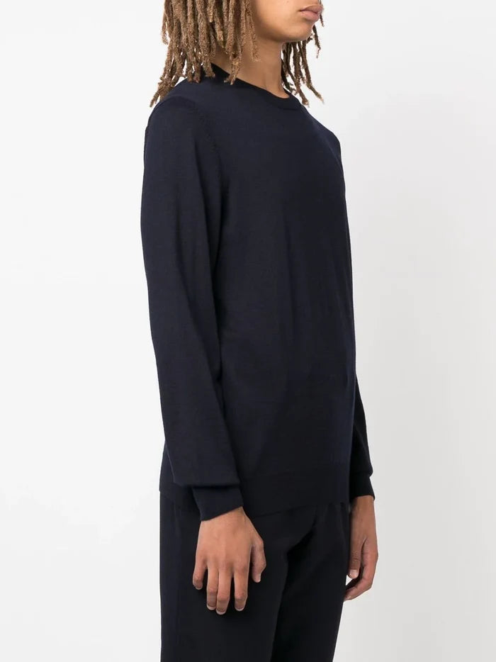 BOSS MEN Botto-L Virgin Wool Jumper Navy - MAISONDEFASHION.COM