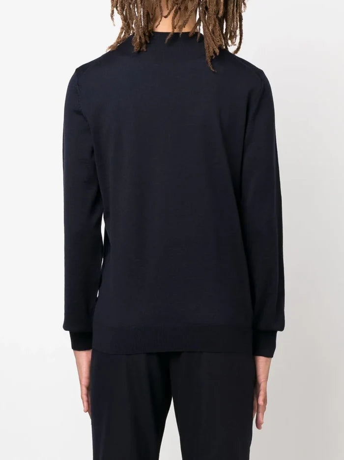 BOSS MEN Botto-L Virgin Wool Jumper Navy - MAISONDEFASHION.COM