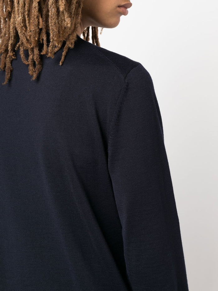 BOSS MEN Botto-L Virgin Wool Jumper Navy - MAISONDEFASHION.COM