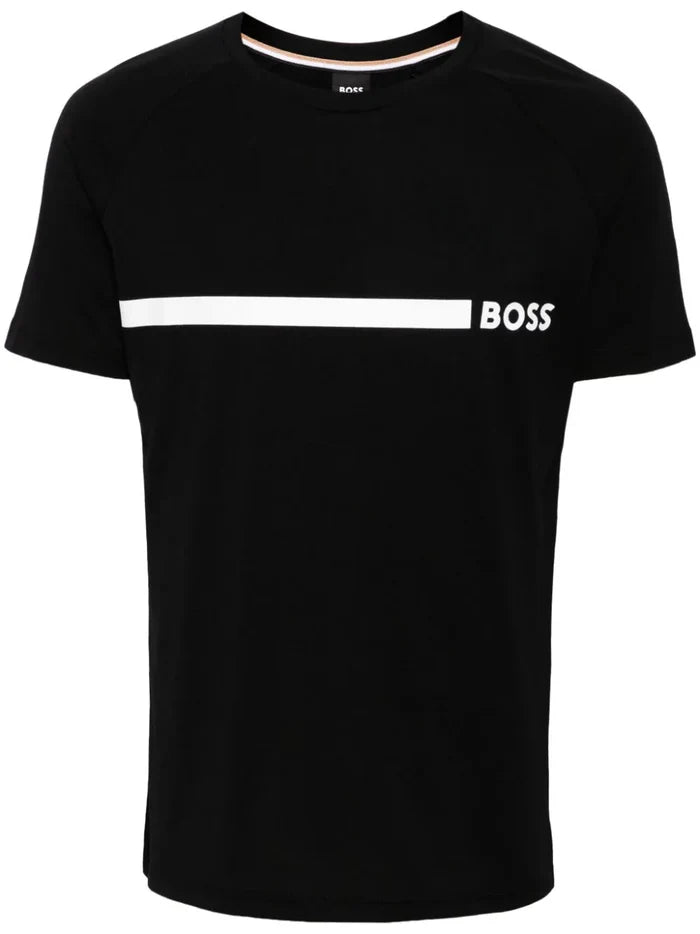 BOSS MEN RN Contrast Logo Slim-fit T-shirt Black - MAISONDEFASHION.COM