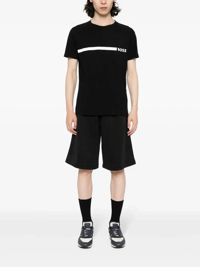 BOSS MEN RN Contrast Logo Slim-fit T-shirt Black - MAISONDEFASHION.COM