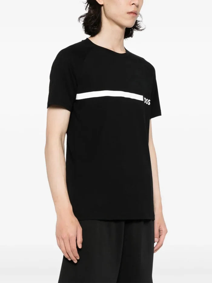 BOSS MEN RN Contrast Logo Slim-fit T-shirt Black - MAISONDEFASHION.COM