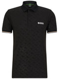 BOSS MEN x Matteo Berrettini Monogram Polo Shirt Black - MAISONDEFASHION.COM