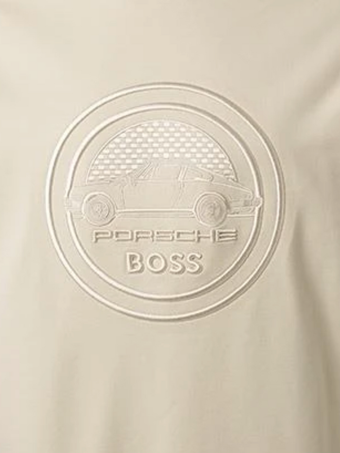 BOSS MEN X Porsche Soleri Logo Embroidery Sweatshirt Open White - MAISONDEFASHION.COM