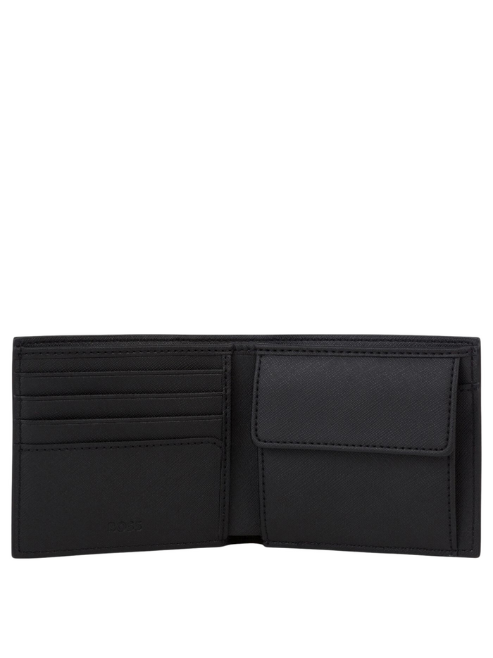 BOSS MEN Monogram Structured Coin Wallet Black - MAISONDEFASHION.COM