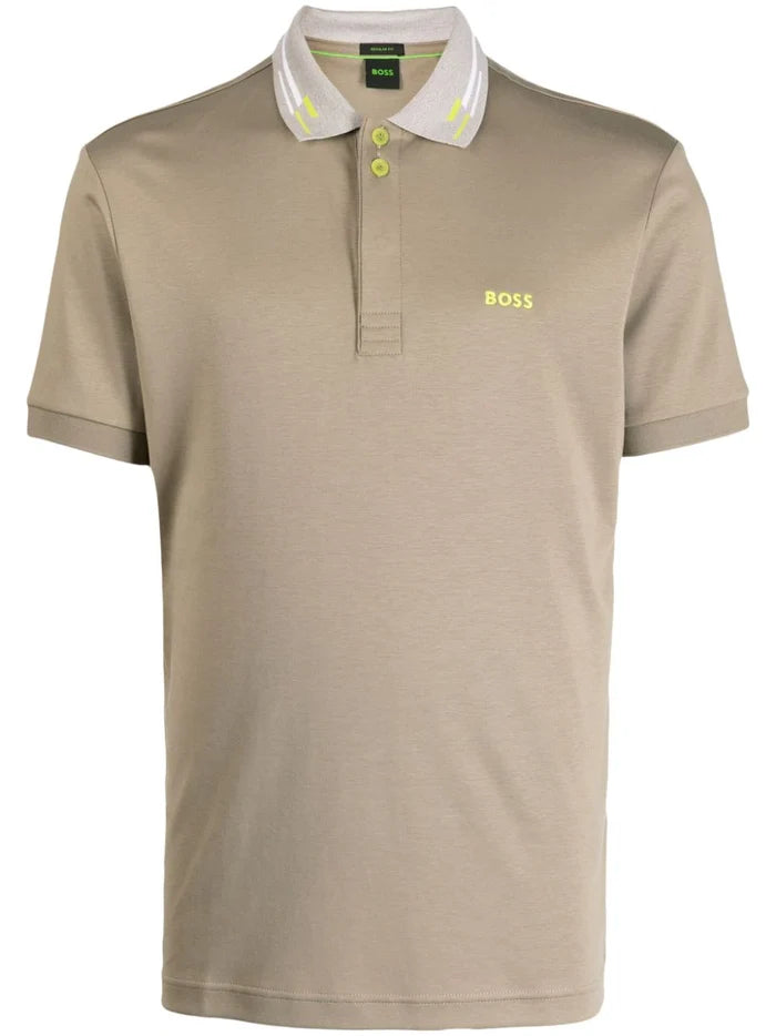 BOSS MEN Paddy 1 Short Sleeved Polo Shirt Light Pastel Green - MAISONDEFASHION.COM