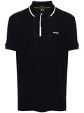 BOSS Paddy 2 Logo Print Pique Polo Shirt Dark Blue - MAISONDEFASHION.COM