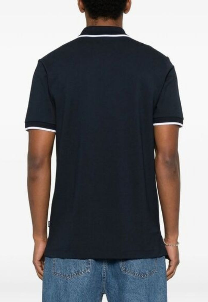BOSS Parlay 190 Cotton-Piqué Polo Shirt With Contrast Tipping Dark Blue - MAISONDEFASHION.COM