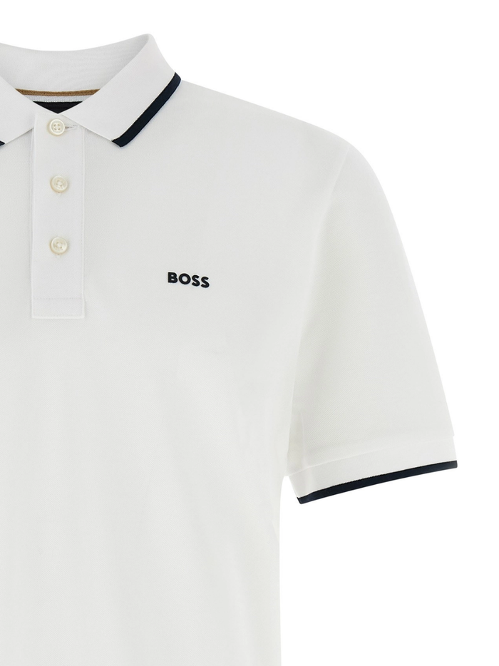 BOSS Parlay 190 Cotton-Piqué Polo Shirt With Contrast Tipping Natural - MAISONDEFASHION.COM