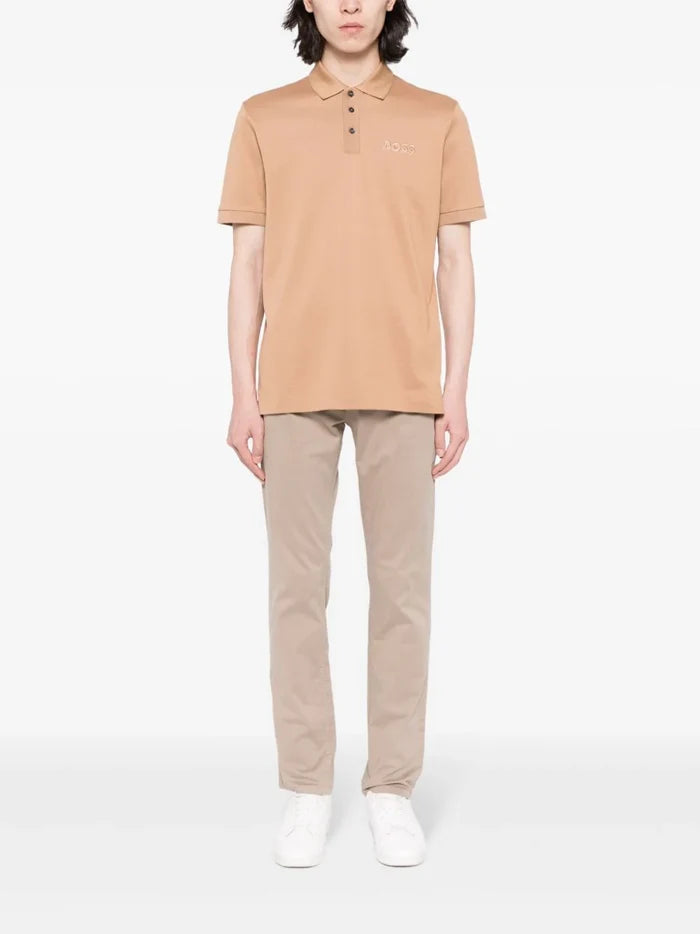 BOSS Parlay Short Sleeves Polo Shirt Medium Beige - MAISONDEFASHION.COM