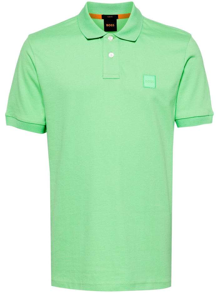 BOSS Passenger Logo Patch Pique Polo Shirt Bright Green - MAISONDEFASHION.COM