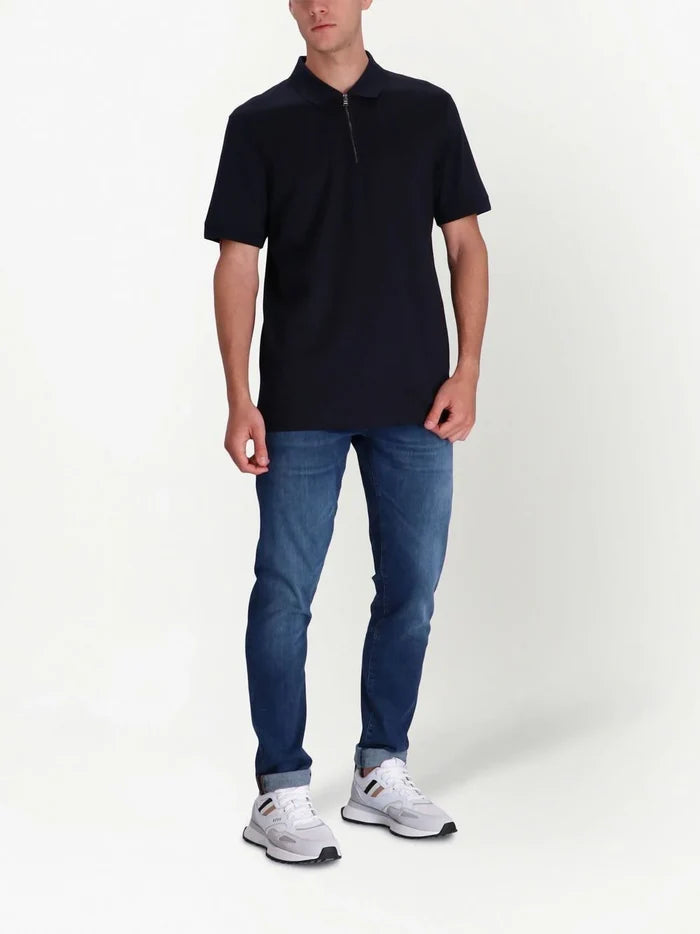 BOSS Polston Slim-fit Polo Shirt Dark Blue - MAISONDEFASHION.COM
