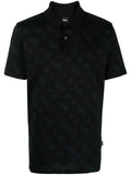 BOSS MEN Regular-fit Graphic-print Cotton Polo Shirt Black - MAISONDEFASHION.COM