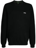 BOSS MEN Regular-fit Logo-print Ribbed Jumper Black - MAISONDEFASHION.COM