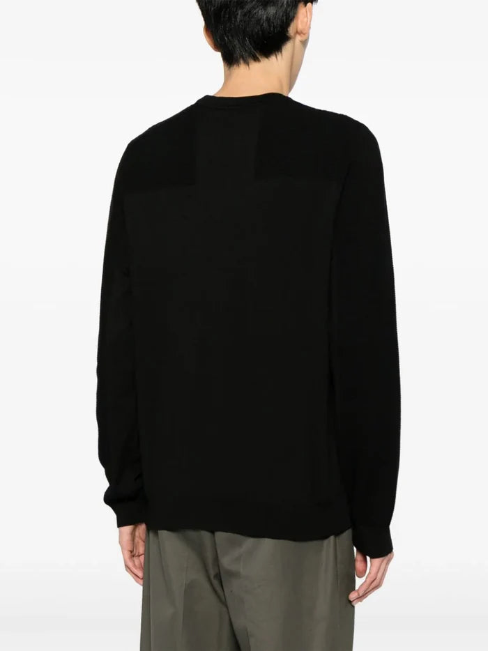 BOSS MEN Regular-fit Logo-print Ribbed Jumper Black - MAISONDEFASHION.COM