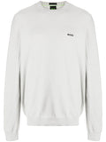 BOSS MEN Regular-fit Logo-print Ribbed Jumper Open Grey - MAISONDEFASHION.COM