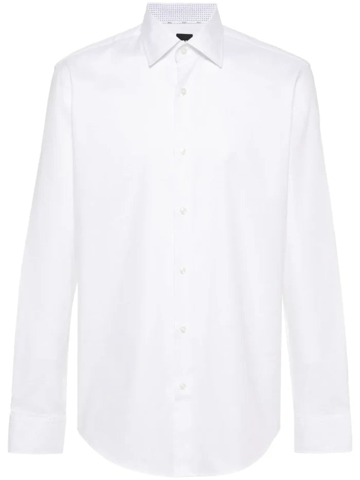 BOSS MEN Regular-Fit Long-Sleeved Shirt White - MAISONDEFASHION.COM