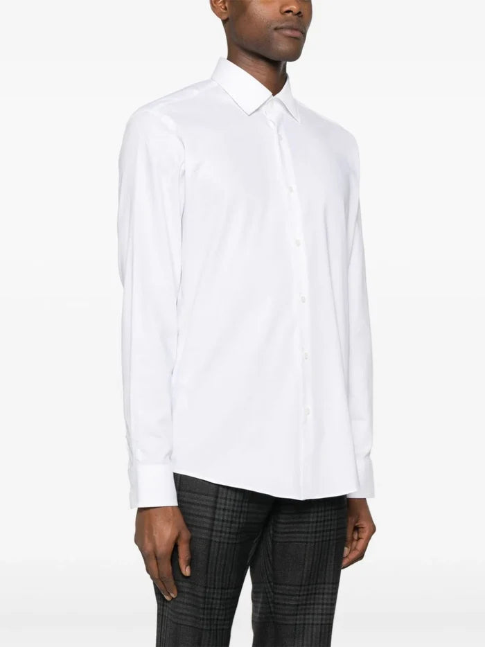 BOSS MEN Regular-Fit Long-Sleeved Shirt White - MAISONDEFASHION.COM
