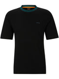 BOSS MEN Relaxed-fit TeGlitchKnit T-shirt Black/Multicolour - MAISONDEFASHION.COM