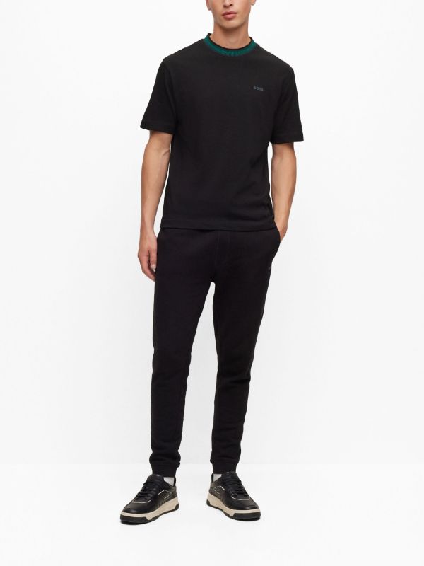BOSS MEN Relaxed-fit TeGlitchKnit T-shirt Black/Multicolour - MAISONDEFASHION.COM