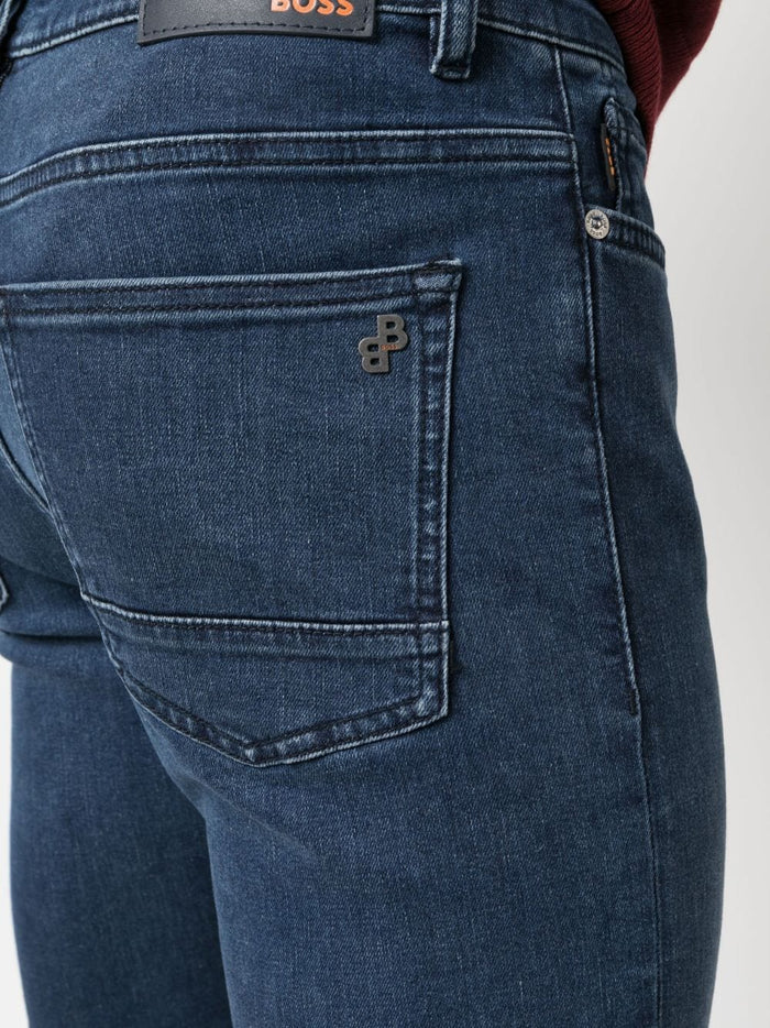 BOSS MEN Skinny Mid-waist Jeans Navy - MAISONDEFASHION.COM