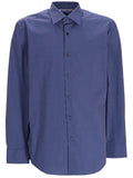 BOSS MEN Slim-fit Geometric-print Cotton Shirt Navy - MAISONDEFASHION.COM