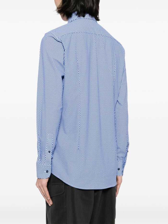 BOSS MEN Slim-Fit Hank Kent Monogram-Pattern Button-Up Shirt Light Blue - MAISONDEFASHION.COM