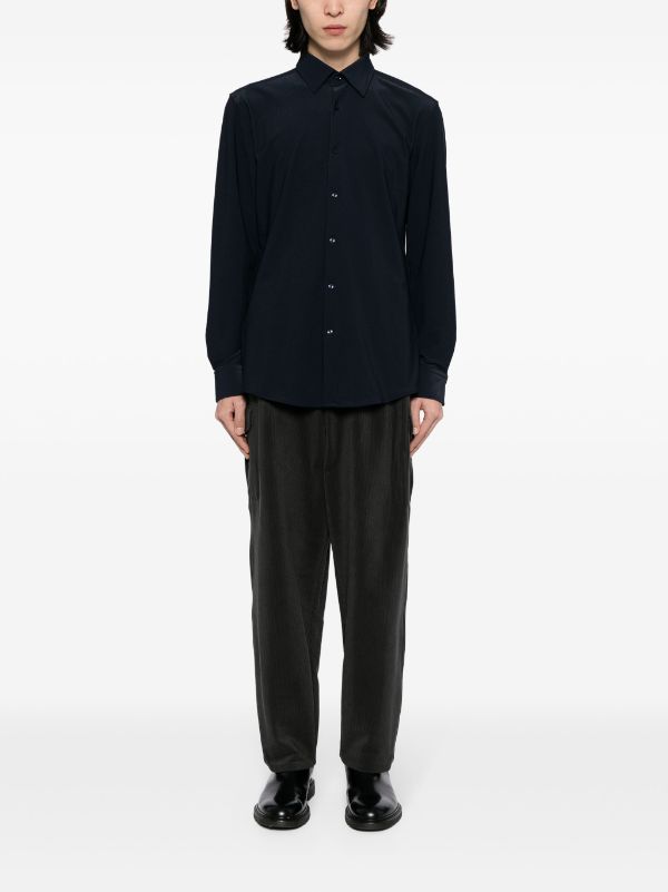 BOSS MEN Slim-Fit Hank Kent Shirt Dark Blue - MAISONDEFASHION.COM