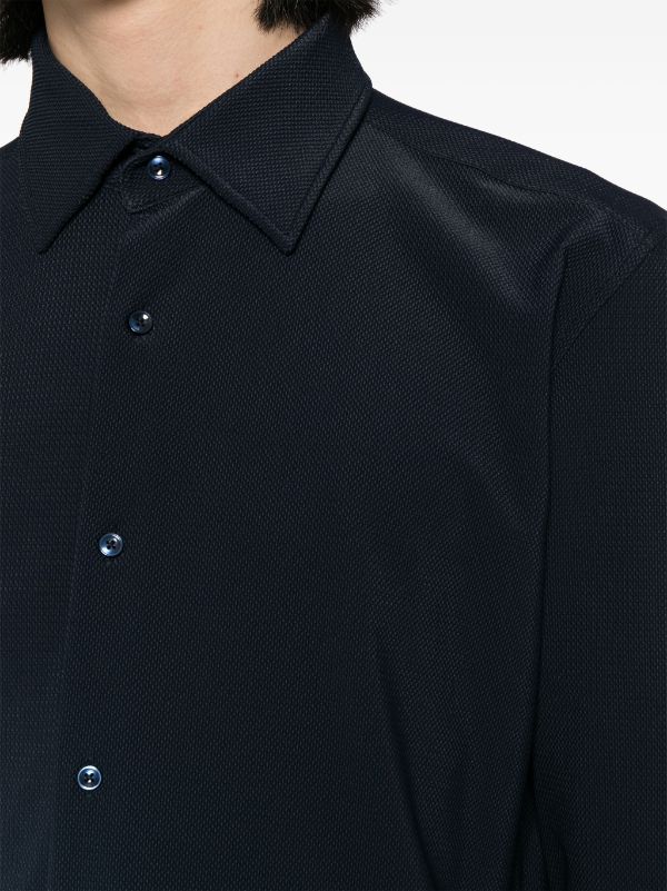 BOSS MEN Slim-Fit Hank Kent Shirt Dark Blue - MAISONDEFASHION.COM