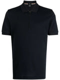 BOSS MEN Slim-fit Short-sleeved Polo Shirt Dark Blue - MAISONDEFASHION.COM