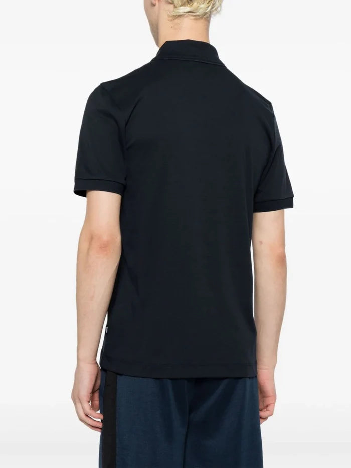 BOSS MEN Slim-fit Short-sleeved Polo Shirt Dark Blue - MAISONDEFASHION.COM