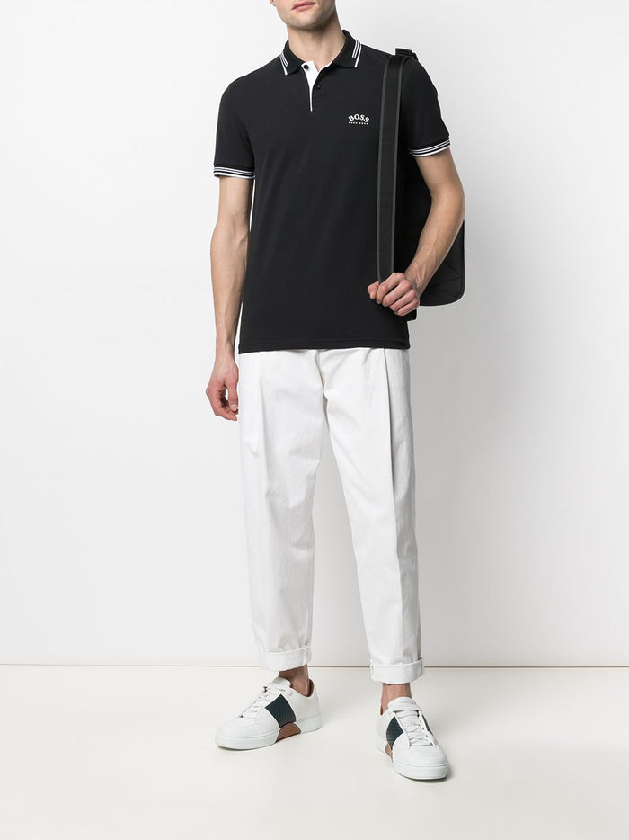 BOSS Stretch-piqué slim-fit polo shirt Black - MAISONDEFASHION.COM