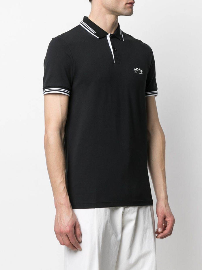 BOSS Stretch-piqué slim-fit polo shirt Black - MAISONDEFASHION.COM