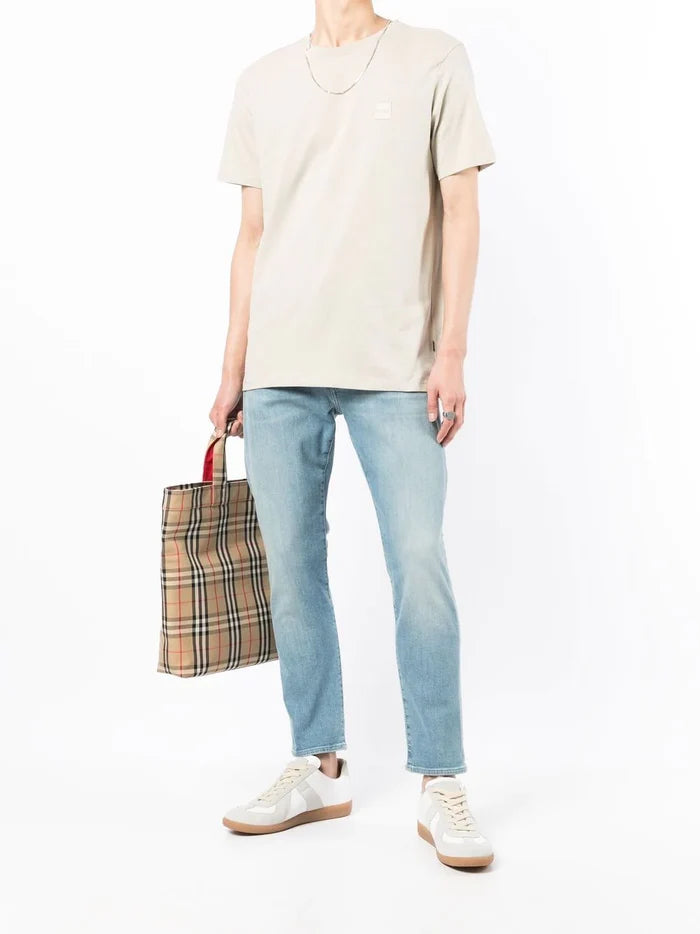 BOSS Tales Logo-patch T-shirt Light Beige - MAISONDEFASHION.COM