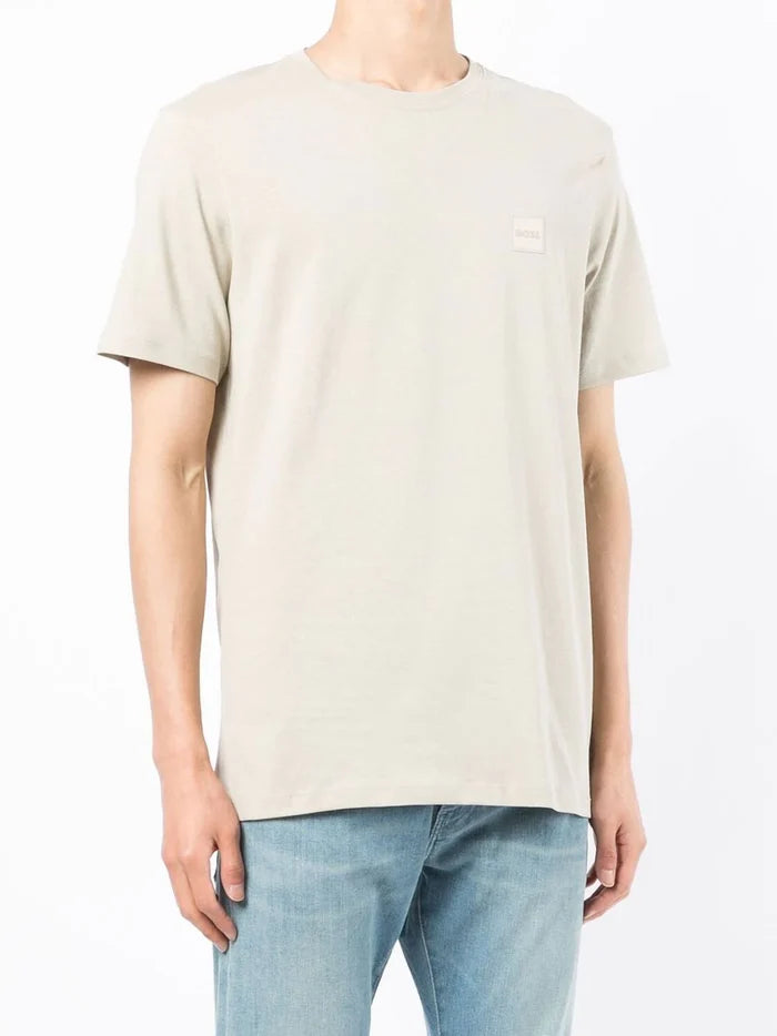 BOSS Tales Logo-patch T-shirt Light Beige - MAISONDEFASHION.COM