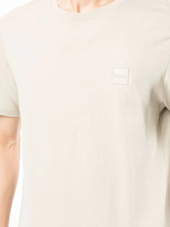 BOSS Tales Logo-patch T-shirt Light Beige - MAISONDEFASHION.COM