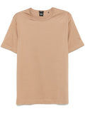 Front view of the BOSS Thompson 50 Cotton T-Shirt in Light Brown, featuring a classic crew neck and soft cotton fabric.