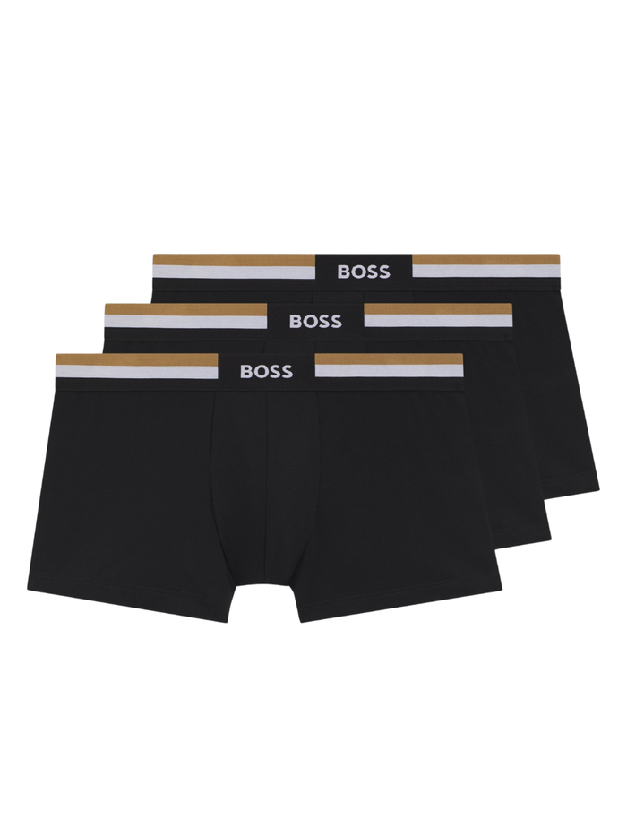 BOSS Three-Pack Of Trunks In A Moisture-Wicking Cotton Blend Black - MAISONDEFASHION.COM