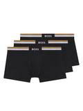 BOSS Three-Pack Of Trunks In A Moisture-Wicking Cotton Blend Black - MAISONDEFASHION.COM