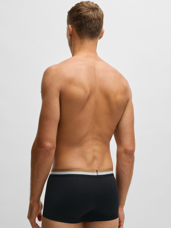 BOSS Three-Pack Of Trunks In A Moisture-Wicking Cotton Blend Black - MAISONDEFASHION.COM