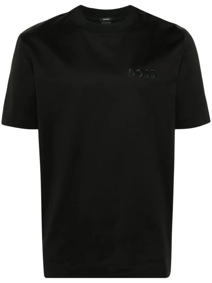 BOSS MEN Tiburt Crewneck Short-Sleeves Embroidered-Logo Cotton T-Shirt Black - MAISONDEFASHION.COM