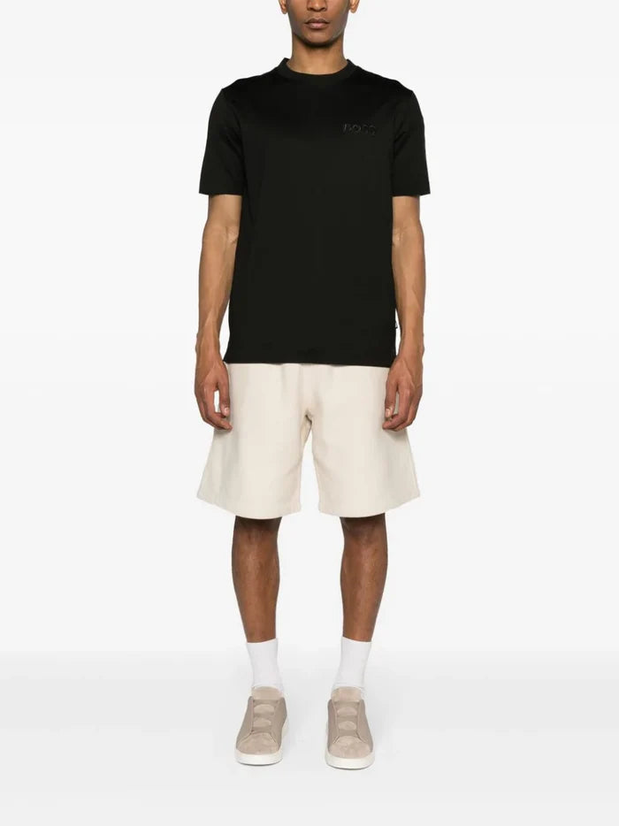 BOSS MEN Tiburt Crewneck Short-Sleeves Embroidered-Logo Cotton T-Shirt Black - MAISONDEFASHION.COM