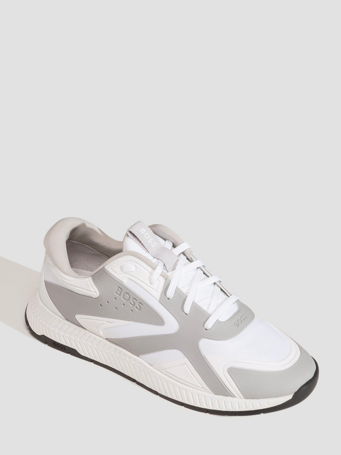 BOSS Titanium Runn Trainers Open White - MAISONDEFASHION.COM