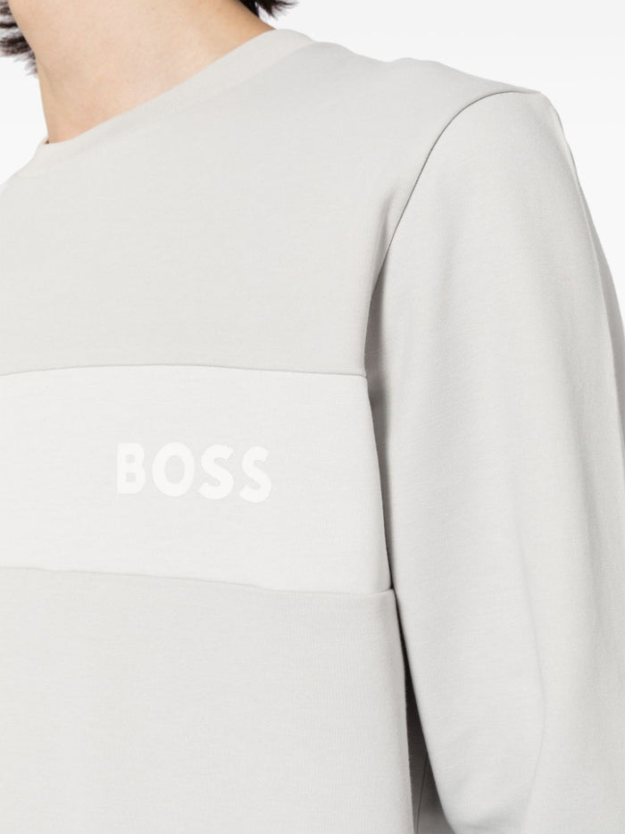 BOSS MEN Tracksuit Sweatshirt Light Grey - MAISONDEFASHION.COM