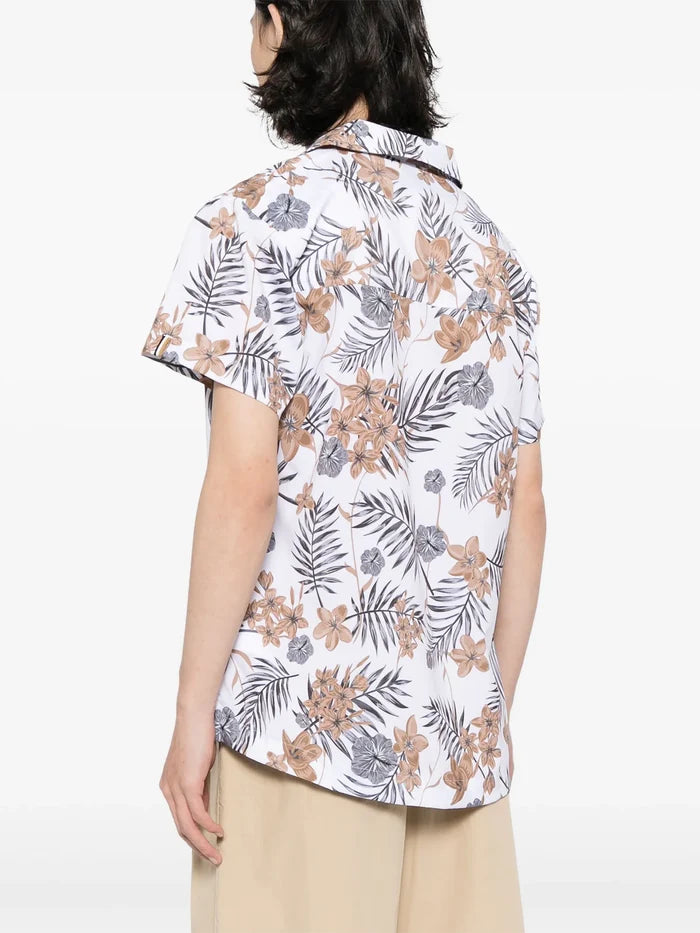 BOSS Tropical Floral-Print Beach Shirt White/Multi - MAISONDEFASHION.COM