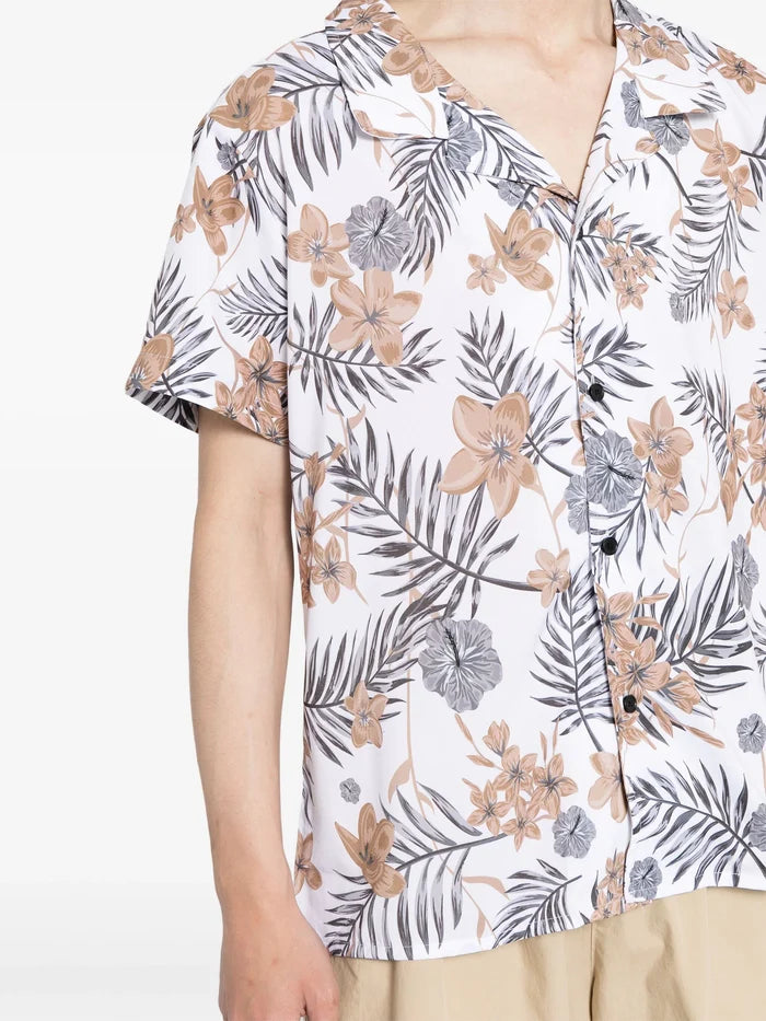 BOSS Tropical Floral-Print Beach Shirt White/Multi - MAISONDEFASHION.COM