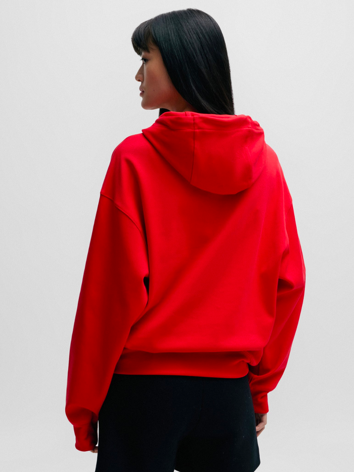 BOSS UNISEX Regular-fit Sullivan Hoodie Bright Red - MAISONDEFASHION.COM