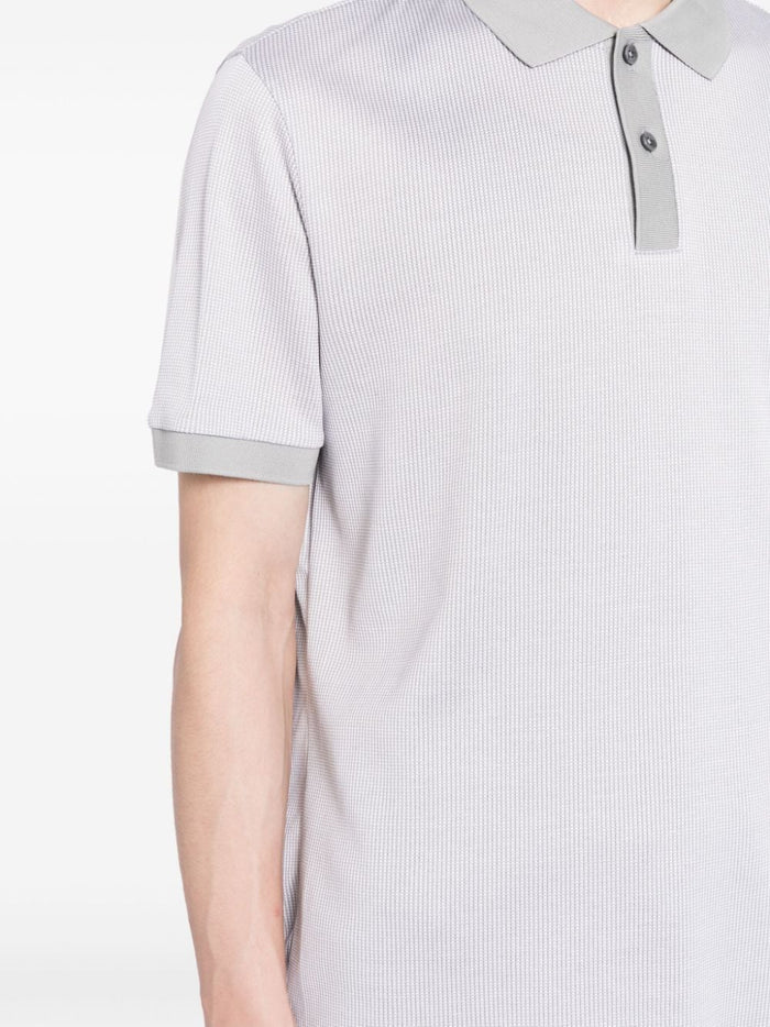 BOSS Waffle Knit Parlay 425 Short Sleeve Cotton Polo Shirt Silver - MAISONDEFASHION.COM