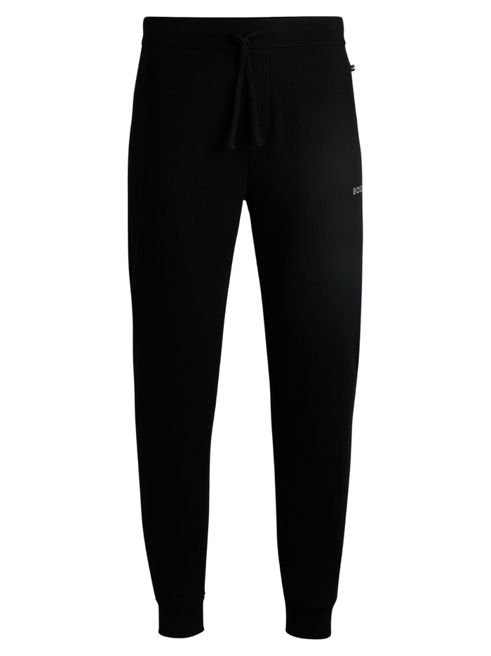 BOSS Waffle-Structure Pyjama Bottoms In A Cotton Blend Black - MAISONDEFASHION.COM
