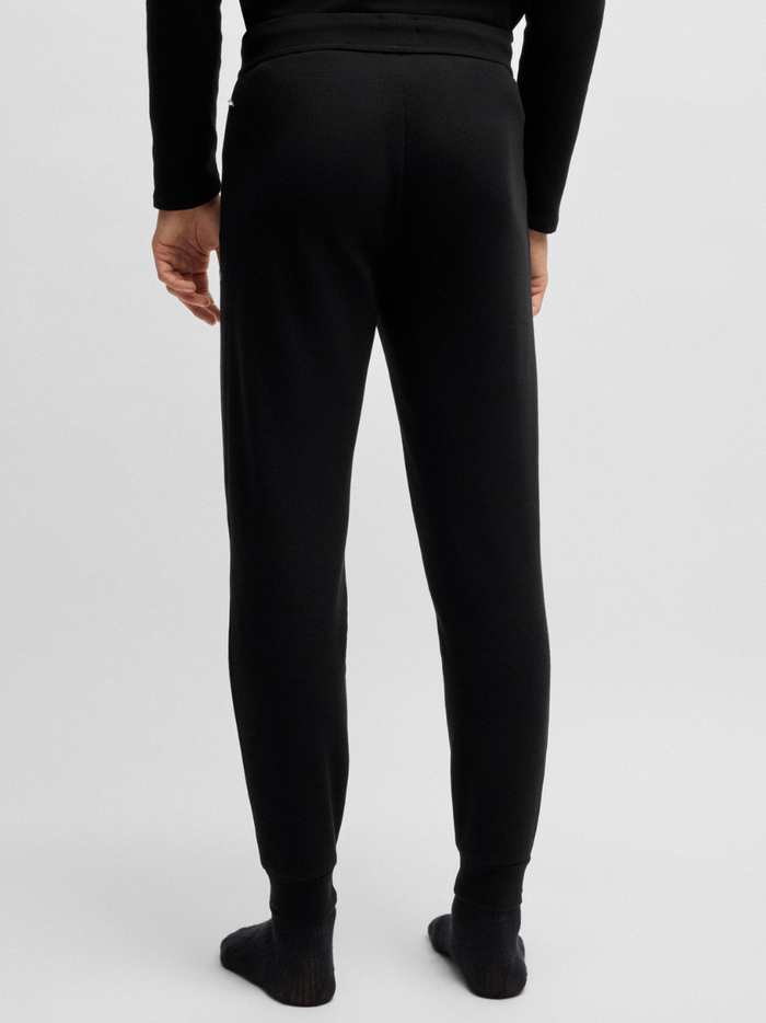 BOSS Waffle-Structure Pyjama Bottoms In A Cotton Blend Black - MAISONDEFASHION.COM